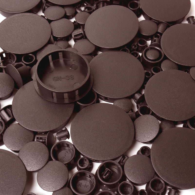 320Pcs 8 Sizes Brown Plugs Hole Plastic Hole Plugs Hole Round Plugs, Plastic Hole Cover Snap in Locking Hole Plugs for Kitchen Cabinet Furniture (3/16“, 1/4“,5/16“, 3/8“,1/2“, 5/8“, 1“, 11/2“)