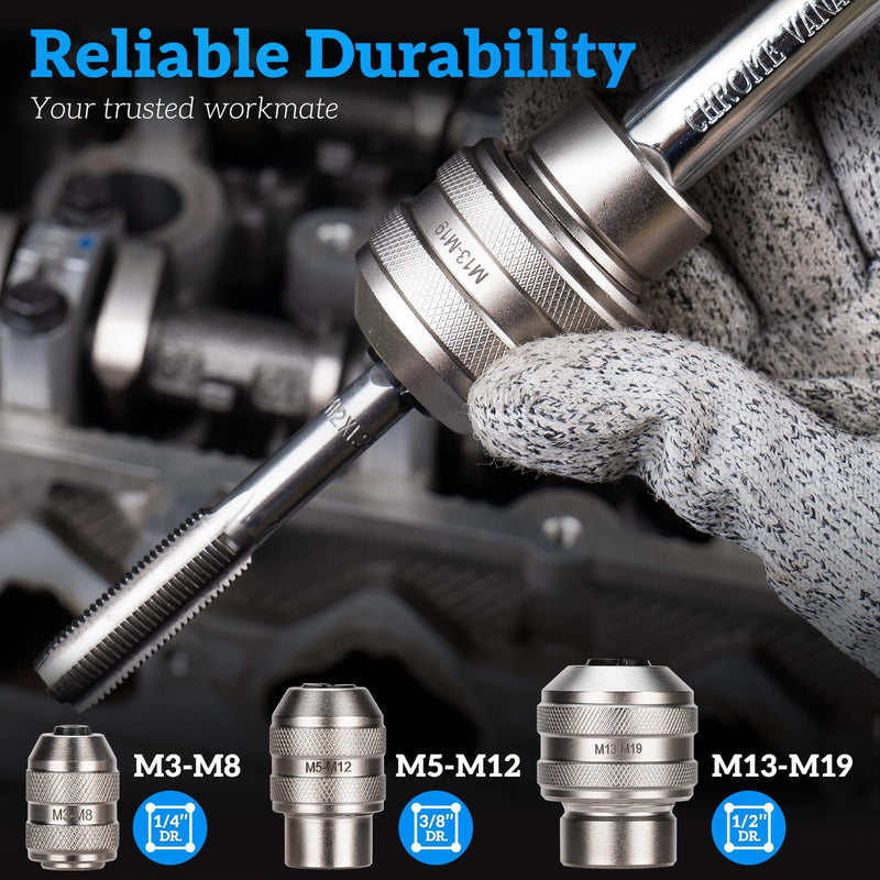 Tap Sockets,3 Pieces Tap Extractor,Adjustable Extraction Tool,Tap Handle for Taps,Reamers,Screw Extractors 3-piece