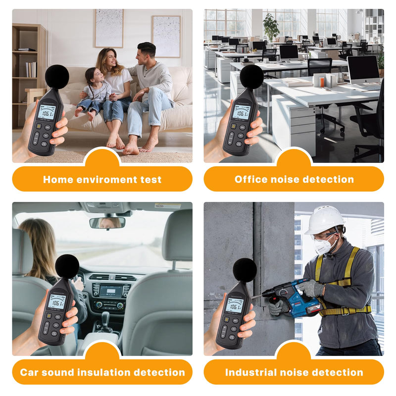 DB-01 Decibel Meter, Professional Sound Decibel Meter with A/C Weighting, Fast/Slow Response, 30-130dB Range,for Home, Office, Factory, Noisy Neighbors