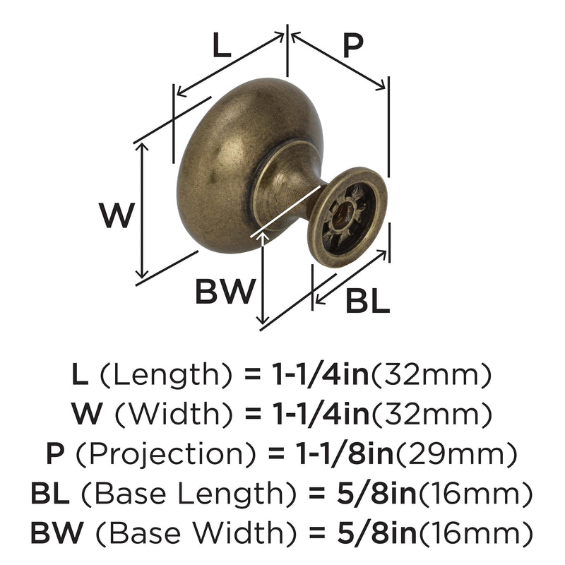 Amerock | Cabinet Knob | Burnished Brass | 1-1/4 inch (32 mm) Diameter | Edona | 1 Pack | Drawer Knob | Cabinet Hardware Pack of 1