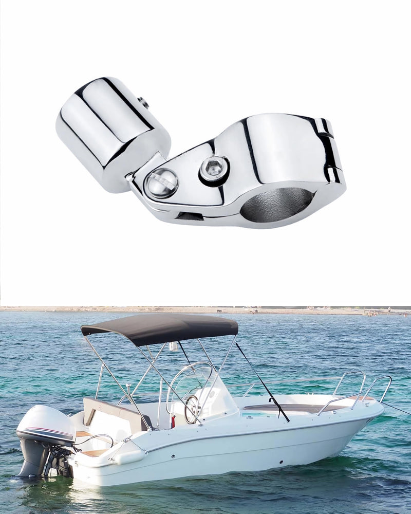 Bimini Top Hardware Kit, 4Pcs 316 Stainless Steel Eye End Caps and Hinged Jaw Slides with Lock Nut for 7/8'' or 1'' OD Boat Canopy Tubing, Includes L-Shaped Hex Key White7/8''