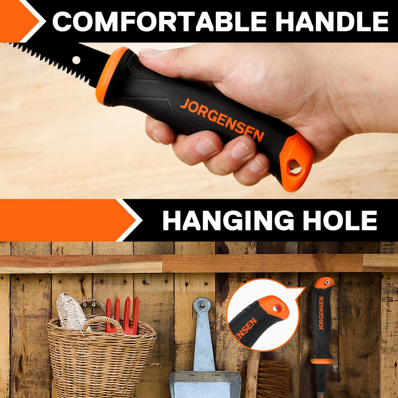 Jorgensen Drywall Saw & 6-inch Jab Saw, Keyhole Saw with Ergonomic Handle,Triple Ground Teeth, Faster Cutting Pumpkin Saw, Sheetrock Saw, Wallboard Saw with 8-TPI Bi-metal Blade,Pumpkin Carving Tools