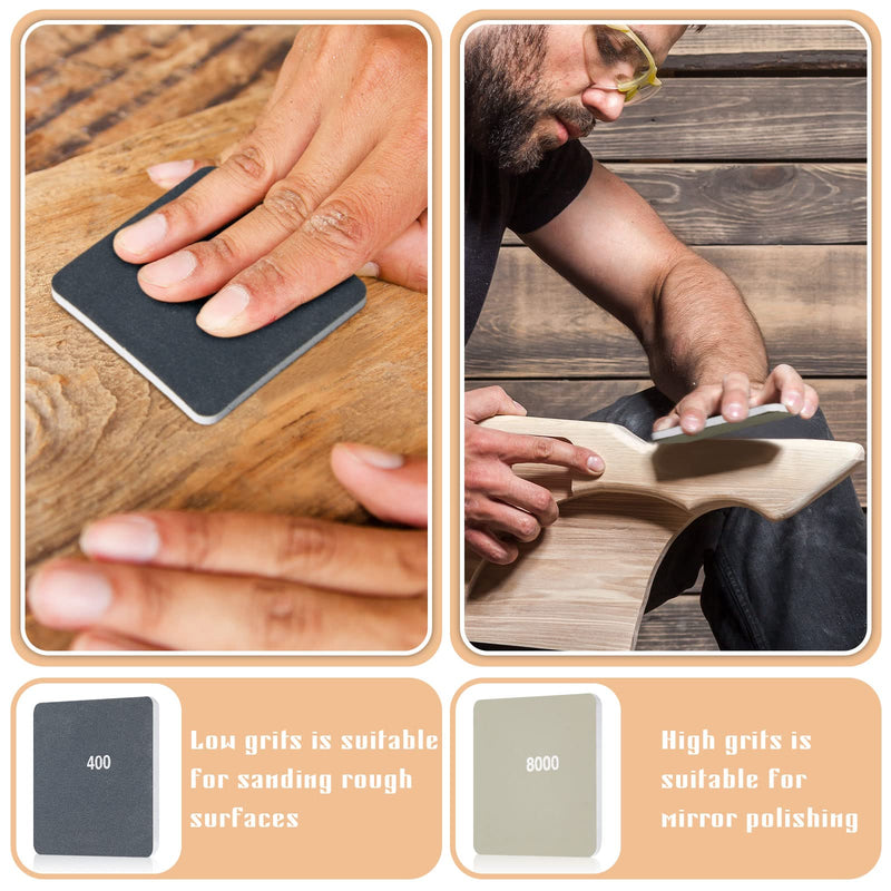 30 Pieces 2 x 2 Inch Sanding Pads Padded Sanding Pads Polishing Soft Mess Pen Sanding Kit Double-sided Grits for Plastic Sanding Acrylic Materials 30