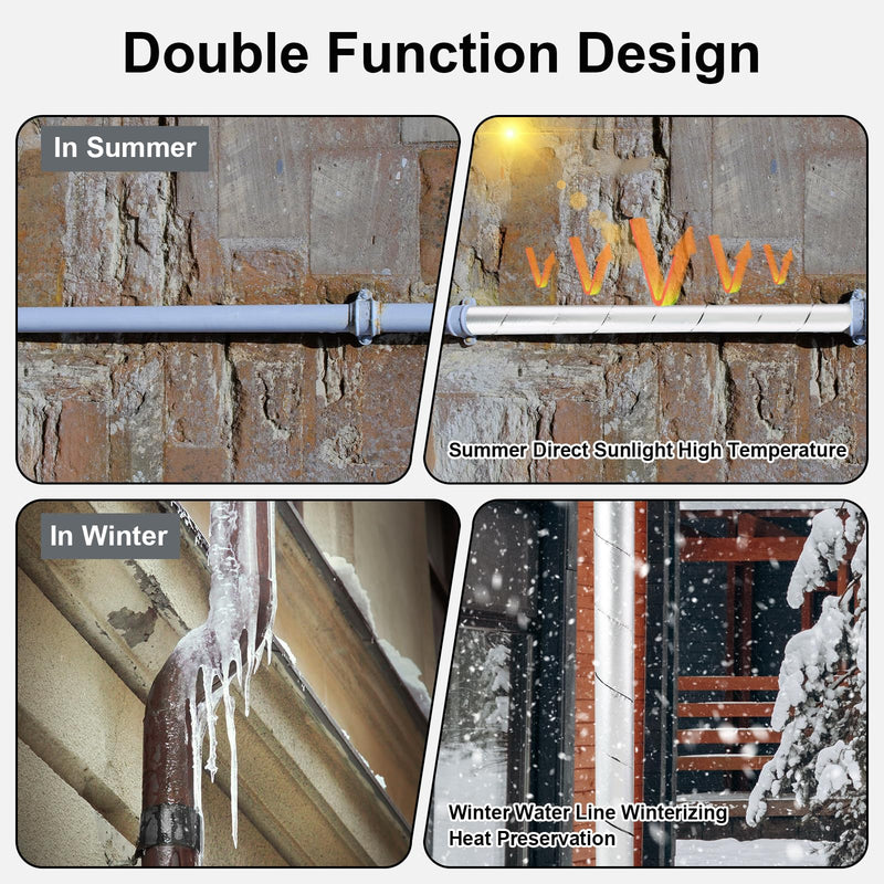2 Pieces Pipe Insulation Tape 2.95" Wide X 29.5Ft Aluminum Foil Pipe Insulation Wrap Winter Indoor and Outdoor Self-Adhesive Pipe Wrap Water Pipe for Frost Protection and Insulation