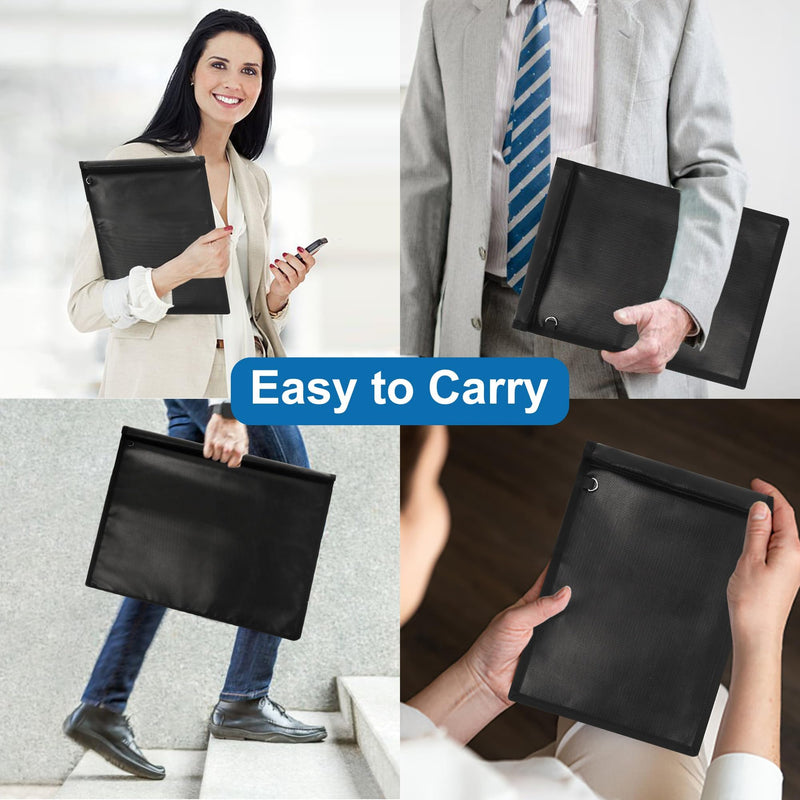4 Pack Faraday Bags, Faraday Cage for Anti-Theft Anti-Tracking, Waterproof & Fireproof Faraday Bag for Laptops, Tablets, Phones, Car Keys Black