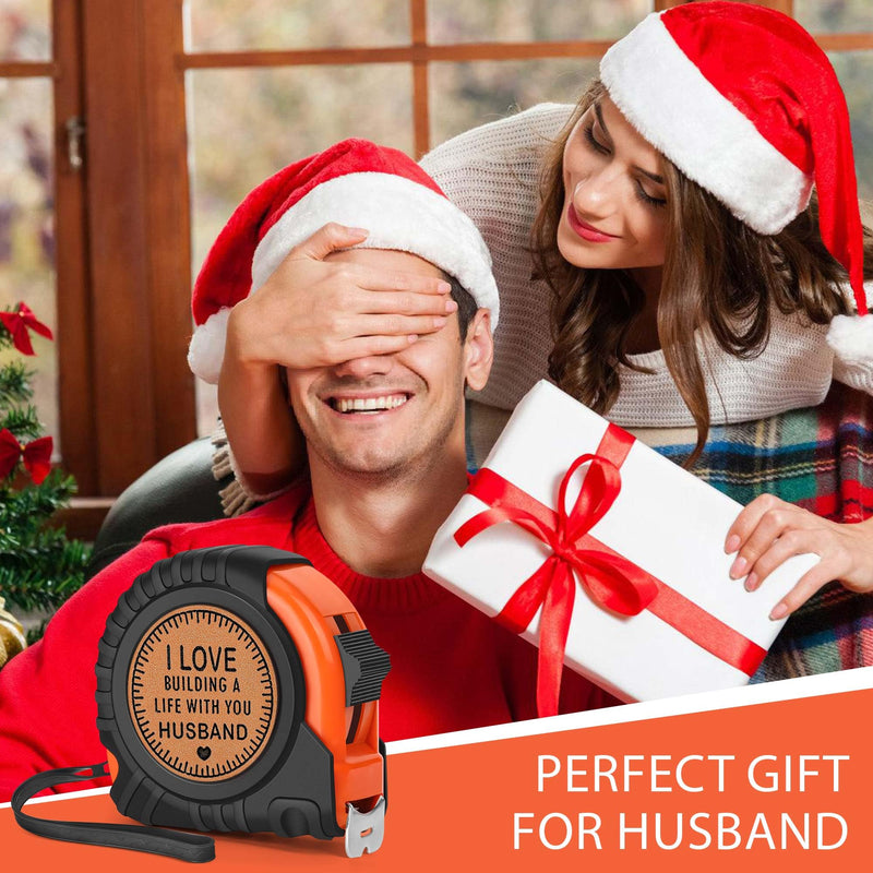 Valentines Day Gifts for Him Husband Gifts from Wife, Birthday Anniversary Husband Gifts for Men, Best Husband Ever Gifts, Genuine Leather Engraved 25 FT Tape Measure Tool Gifts for Husband I Love Husband