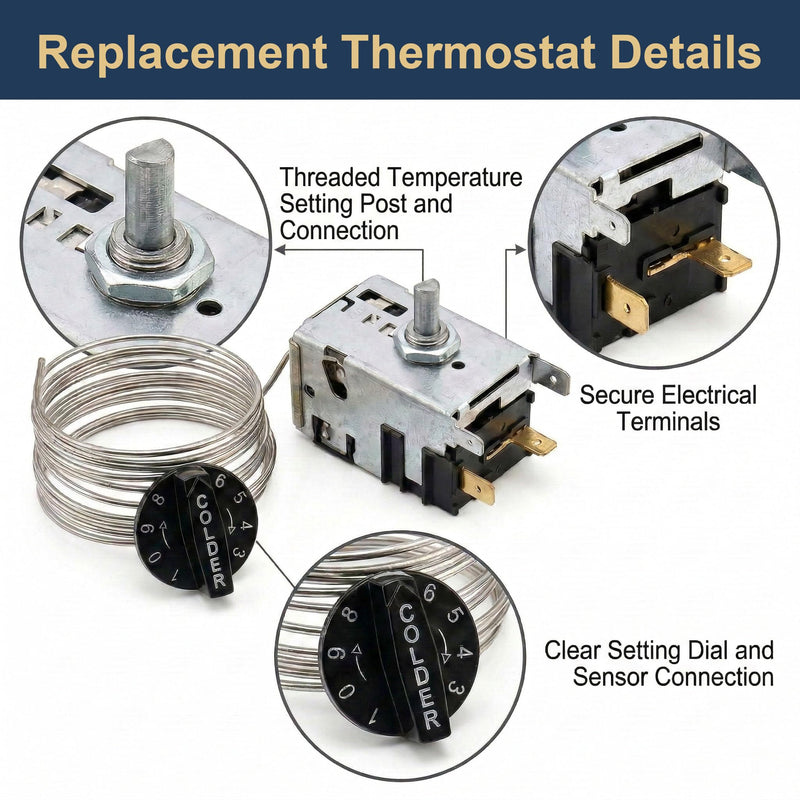 800366 Refrigerator Temperature Control Kit, Thermostat Cold Control Compatible with True Freezer/Cooler, Fits TSSU TPP TD TBB GDM T Series, Replaces 077B6806 077B7172 988282, 72" Coil Sensing