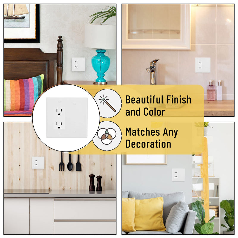 Bates- Combination Wall Plate, Decorator/Blank, 2 Gang Wall Plate, Wall Switch Plate Cover, 2 Gang Switch Plate, Double Gang Wall Plate, 2 Gang Wall Plate White, Wall Plate Combination