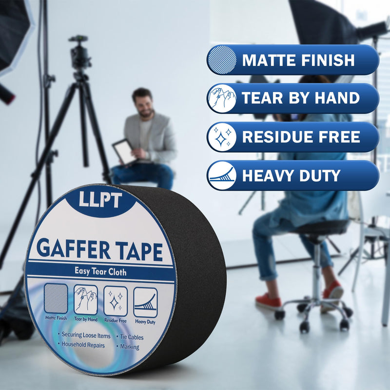 LLPT Gaffers Tape White 2" x 16.5 Yards Matte Non Reflective Easy Tear Residue Free Heavy Duty Gaffing Tape for Cords Photography (PGT515P1WT) 2" x 16.5 Yds 1