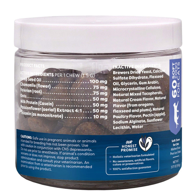 Only Natural Pet Calming Hemp Soft Chews - Relaxation Composure Sedative Tranquilizer Treats for Cat Stress Reduction w/Soothing Botanicals Supports Sleep Aid Quiet Travel Chill Vet Visit - 60 Count - PawsPlanet Australia