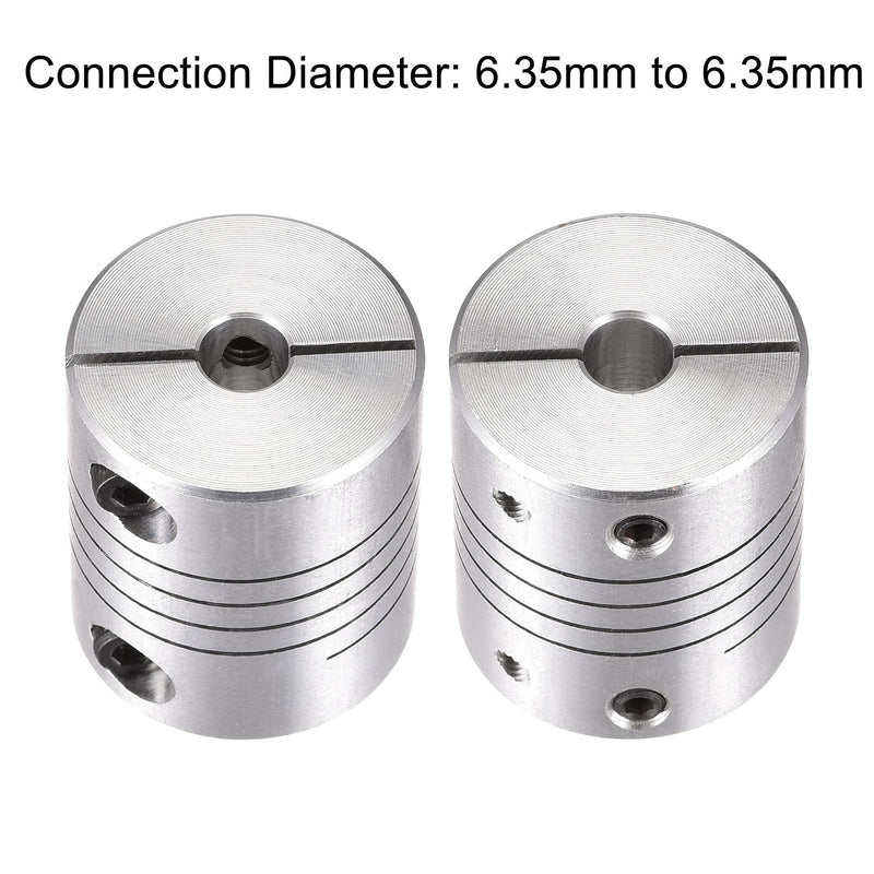 uxcell 2PCS Motor Shaft 6.35mm to 6.35mm Helical Beam Coupler Coupling D25L30