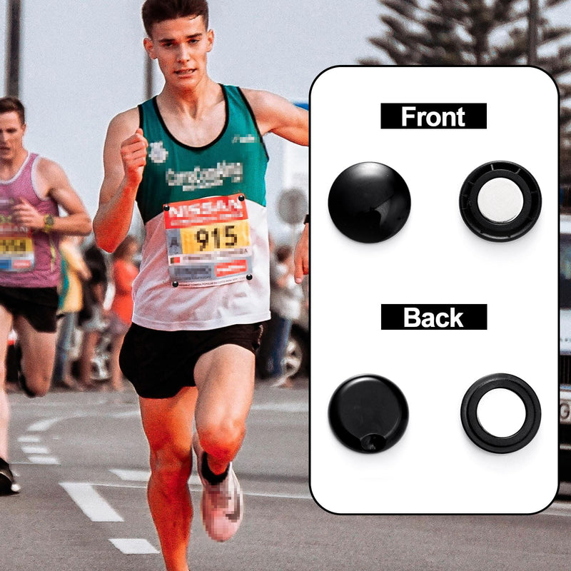 5 Pairs Magnetic Race Bib Holders, Premium Running Bib Magnets Marathon Race Number Bib Magnets Race Holder Racing Bib Fixing Clips Running Bib Clips for Runners Black