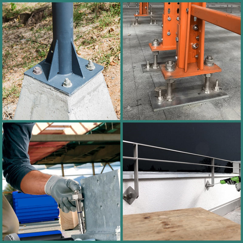 1/2" x 3-3/4" Concrete Anchors (4 Pack) 1/2 inch Wedge Anchors Bolts Stainless Steel 1/2"x3-3/4"