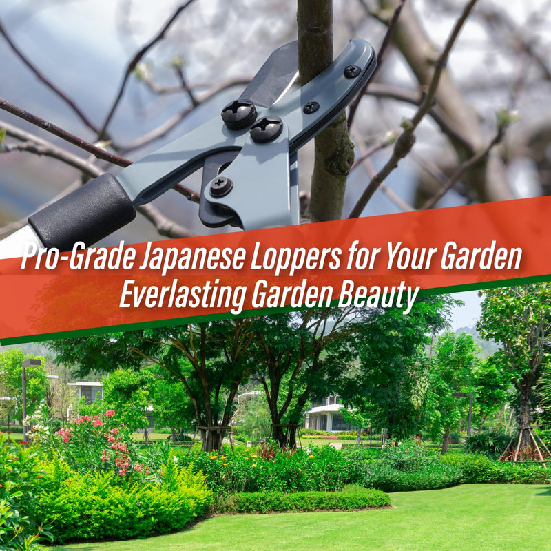 SUIZAN Anvil Hand Loppers 18" - Professional Japanese Branch Cutter Lightweight Compact Tree Trimmer Gardening Tools