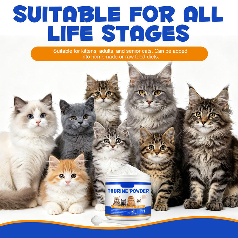 Taurine Powder for Cats, Cat Supplement for Heart, Vision, and Immune Support, Suitable for All Breeds & Ages, 200g