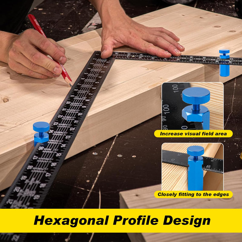 Tall Stair Gauges for Framing Square with Holder, Carabiner Stair guages Knobs Tool for Circular Saw Metal Stair Stringer Layout Tool for Carpentry Squares Stair and Rafter Gauge Clamps