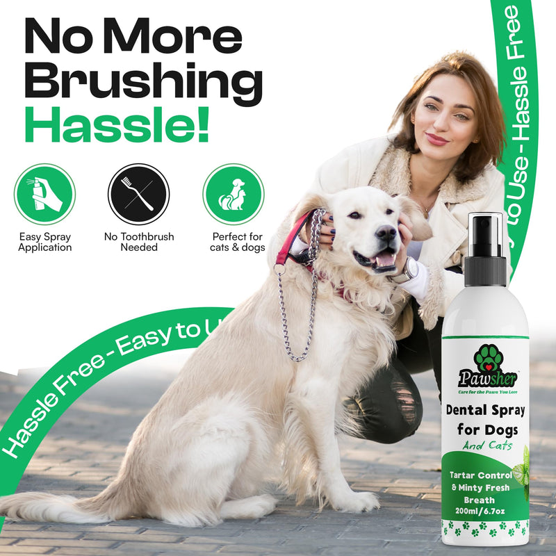 Dog Breath Freshener Spray, Pet Oral Care Spray for Dogs & Cats with Chamomile & Mint, Helps Support Gums, Natural Ingredients Based Dog Bad Breath Solution, 6.7 oz