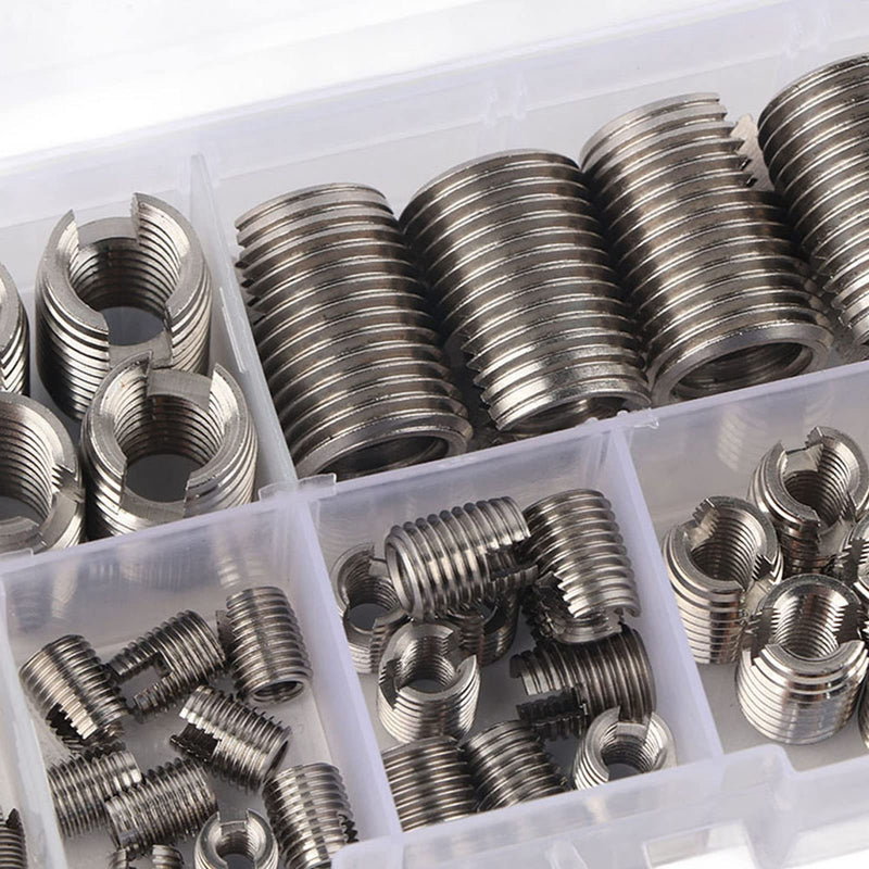 Fafeicy Stainless Steel Thread Insert, 50Pcs 302 Stainless Steel Inner Thread Self Tapping Thread Inserts Set Thread Reinforce Repair Tool, Tapping Inserts, Fafeicyzpiw6q52hg