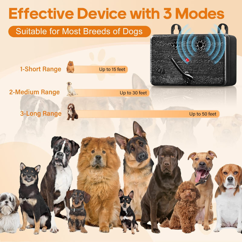 Anti Barking Device, 50FT Dog Barking Control Devices with 3 Adjustable Modes, Ultrasonic Dog Bark Deterrent Devices for Indoor & Outdoor, Dog Barking Silencer Bark Box Black-2