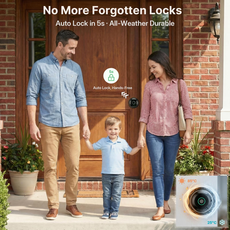 Fingerprint Door Knob, Smart Door Knob Lock with Bluetooth App Control and Backup Keys, 3-in-1 Biometric Door Lock for Bedroom, Home Office and Apartment, Matte Black