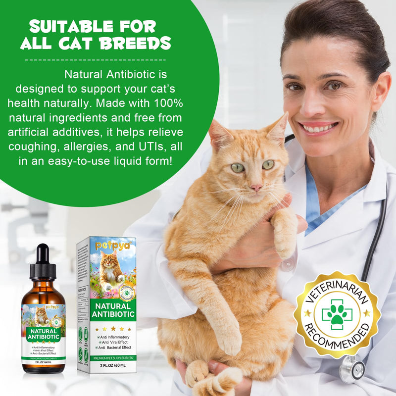 Antibiotics for Cats, Natural Antibiotics for Cats, Cat Multivitamin for Pets, Cat Antibiotics Helps Support a Healthy Immune System, 2 Fl Oz