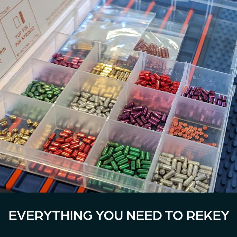 Premium Schlage Rekey Kit Compatible with 50 Master Pins | Schlage Rekeying Kit with Seal-Tight Plastic Box | Lock Pinning Kit Compatible with 50 Bottom, 50 Top Pins and 50 Spring