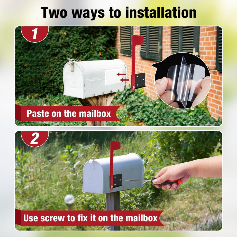 Merear Mailbox Flag Replacement Kit, Galvanized Steel Flag for Mailbox, Mailboxes Accessories, Two-Way Installation Methods for Wood, Wall, Metal, Stone, Mailbox Post-mount Flag