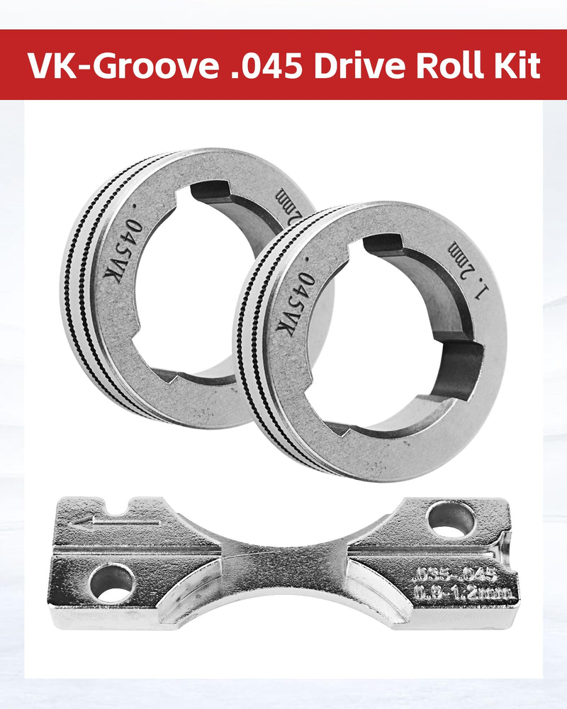 Drive Roll Kit 045" Replaces for KP1696-045C, Fits For Flux Cored, Compatible With Lincoln Power MIG 216, 255XT, 350MP, LN-15, Power feed 25M, LF-72, LN-25 PRO, LN-25 PRO Dual Power (VK-Groove .045) VK-Groove .045