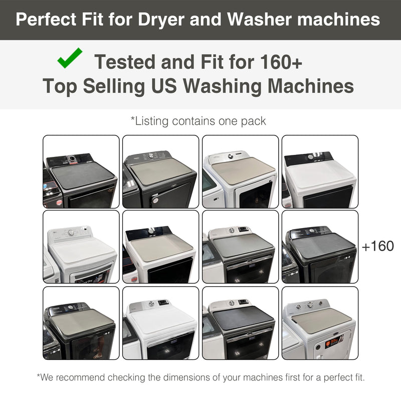 SEIRI 1pcs Washer and Dryer Covers for The Top, 26" x 18" Silicone Dryer Top Protector Mat Non-Slip Waterproof Washing Machine Cover Protector Top Load for Laundry & Kitchen (Dark Gray) Dark Gray | 26" X 18" in | 1pcs