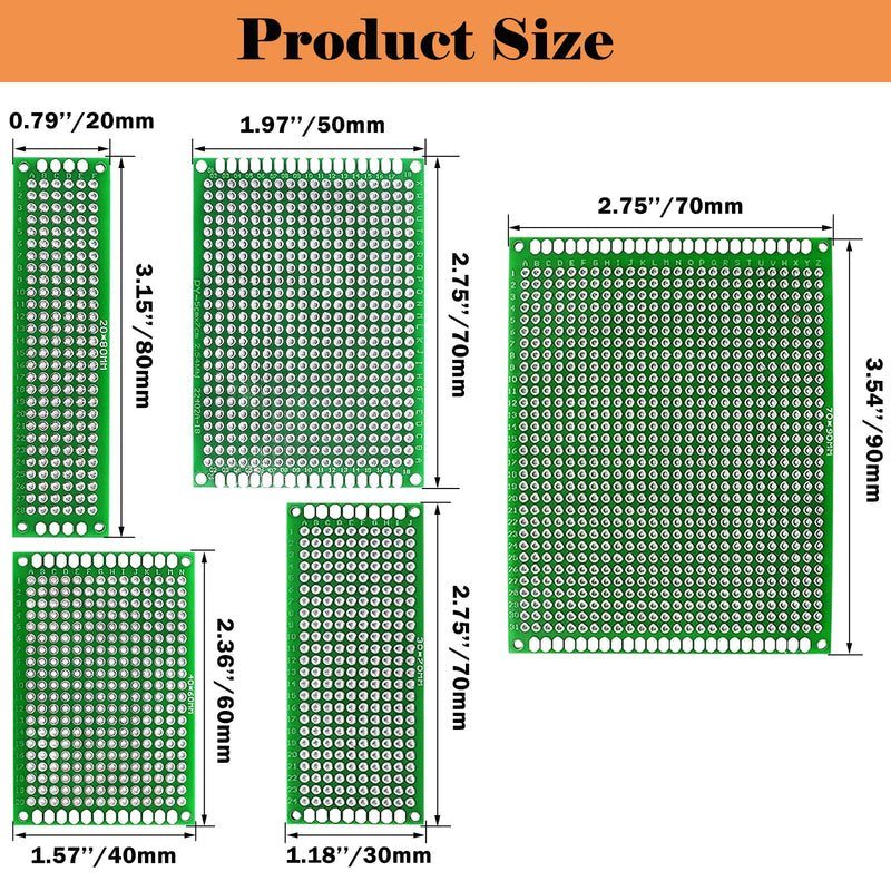 48PCS Double Sided PCB Board Kit for DIY Soldering and Electronic Project Circuit Boards Prototype Boards Compatible with Arduino Kits, 2.54mm Male and Female Header Connector 48pcs