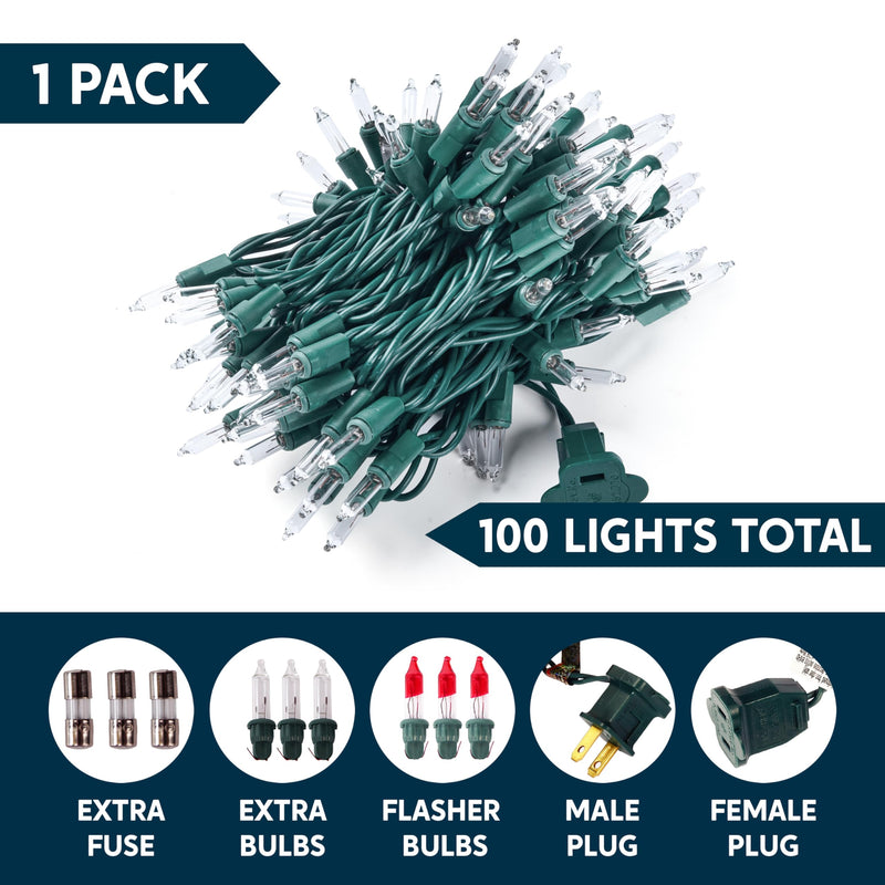 Joiedomi Clear Christmas String Lights Indoor,100 Count Mini Warm White Fairy Light,21.5FT Lighting Decor for Patio Dorm Classroom Bedroom Holiday Wedding Party Garland Birthday Festival,Green Wire 100ct