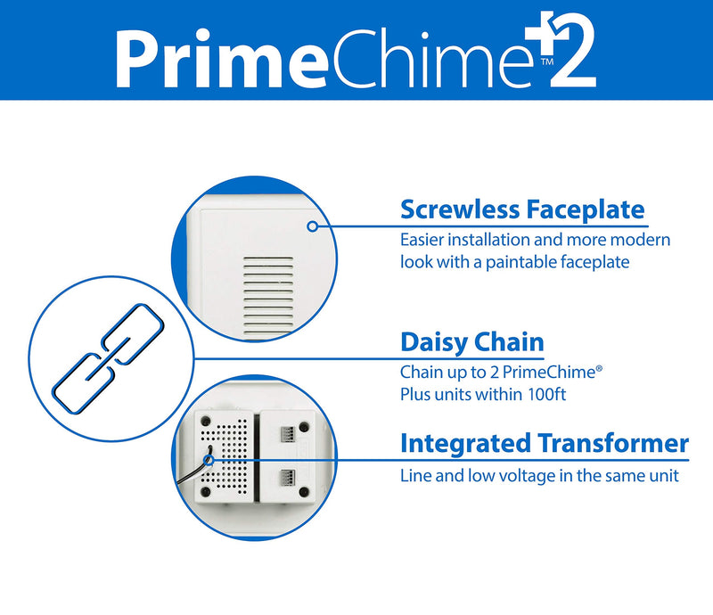 NICOR Lighting PRCP2 PrimeChime Plus 2 Door Bell Kit, White