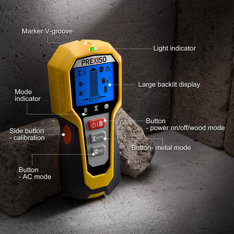 PREXISO Stud Finder Wall Scanner 5-in-1 Wall Stud Finders & Scanners, Stud Finder Tool with LED Indicator for Center Finding, Wood Ac Wire Metal Joist Pipe Stud Detector