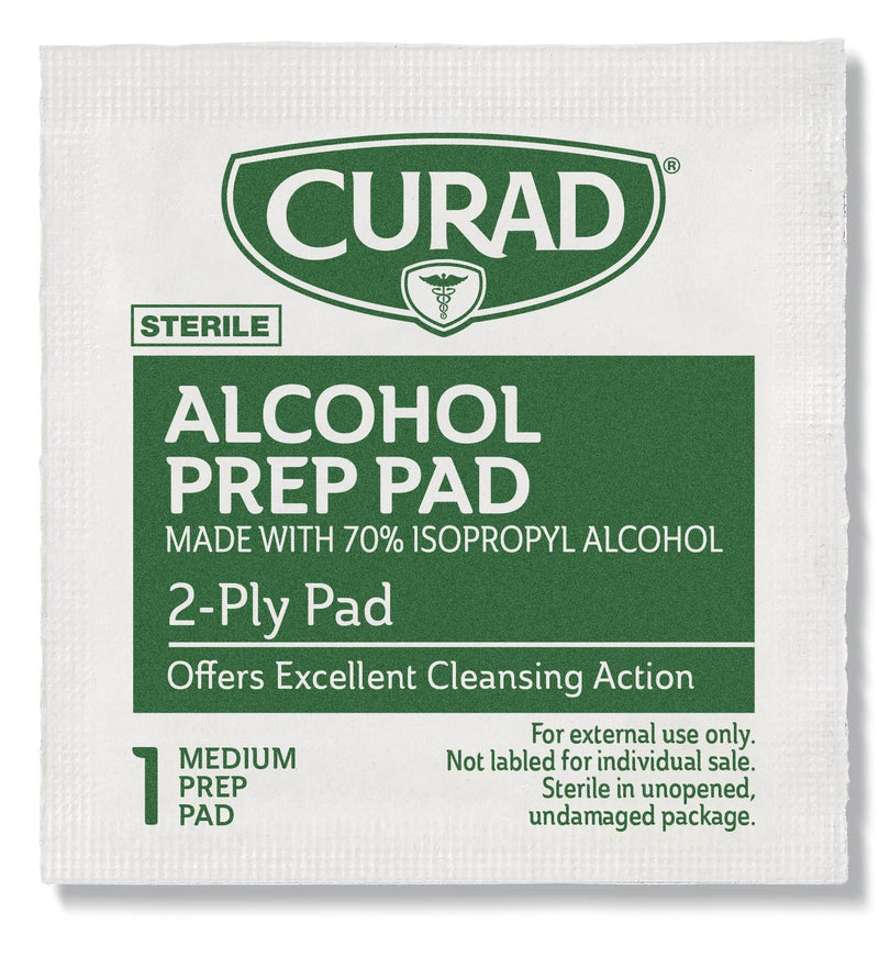 Curad Alcohol Disinfectant Prep Pads, 2-ply, Medium Size, 200 Count 200 Count (Pack of 1)