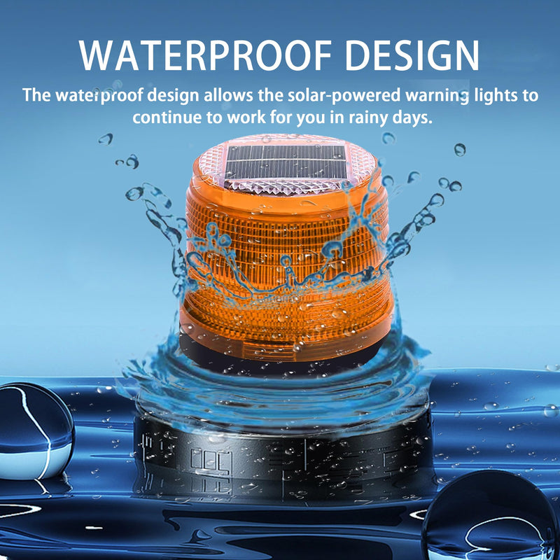 Solar Strobe Warning Light,Traffic Light Solar Powered Magnetic Light Waterproof Strong Magnetic Base, LED Flash Light Warning Light for Construction,Traffic,Factory,Safety Sign (Yellow) Yellow