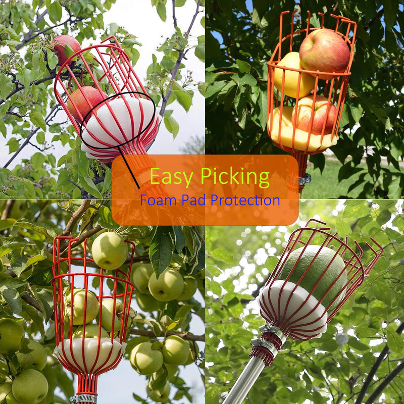 HOSKO 13FT Fruit Picker Tool, Lightweight High-Grade Stainless Steel Adjustable Fruit Picker with Metal Twist-on Basket, Suit for Apple Pear Cherry Mango Guava Orange Avocados Etc Fruit Picking