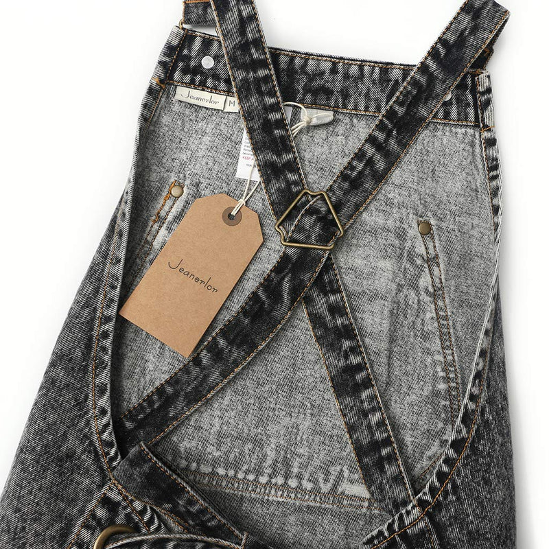 Jeanerlor - Denim Apron with Pockets for Hair Stylist Gardening Craftsmen Barista Women Hairdresser Jean Work Apron Cross Straps & Adjustable S to L (Black) Medium Black