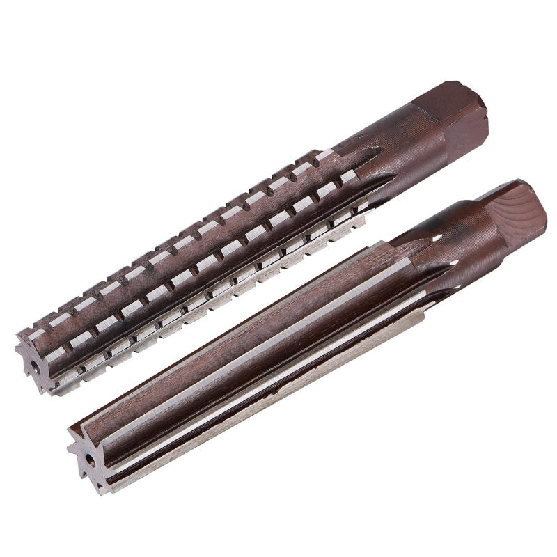 uxcell MT3 Morse Taper Reamer Coarse and Finish Set H8 Accuracy Alloy Tool Steel 8 Flutes Straight Shank Hand Reamer Cutter Milling Tool 2pcs