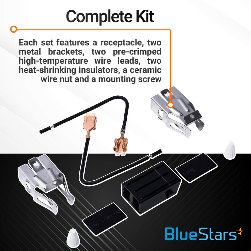 BlueStars 330031 Range Burner Receptacle Kit Replacement - Exact Fit for Whirlpool Kenmore Range/Stove/Microwave Oven - Replaces AP3075808 814399 5303935058 WB17X210- PACK OF 4