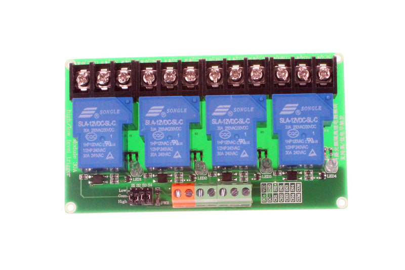 NOYITO 30A 4 Channel Relay Module High Low Level Trigger with Optocoupler Isolation Load DC 30V AC 250V 30A for PLC Automation Equipment Control, Industrial Control (4-Channel 12V) 4-Channel 12V