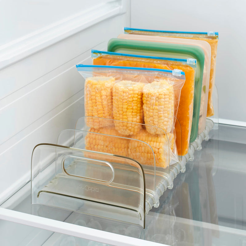 YouCopia FreezeUp Freezer Rack, BPA-Free Clear Fridge Organizer with Adjustable Dividers and Handles for Frozen Food Box and Meal Storage, 15 Freezer Rack, 15"