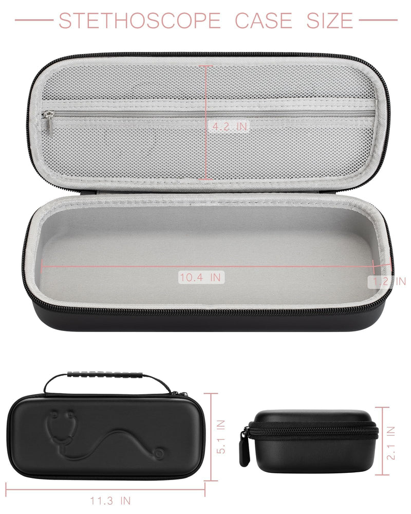 Hard Stethoscope Case for 3M Littmann Classic III, Lightweight II S.E, MDF Acoustica Stethoscope, Stethoscopes Carrying Case with Mesh Bag for Nurse Accessories Gauze Penlights Cotton Swabs