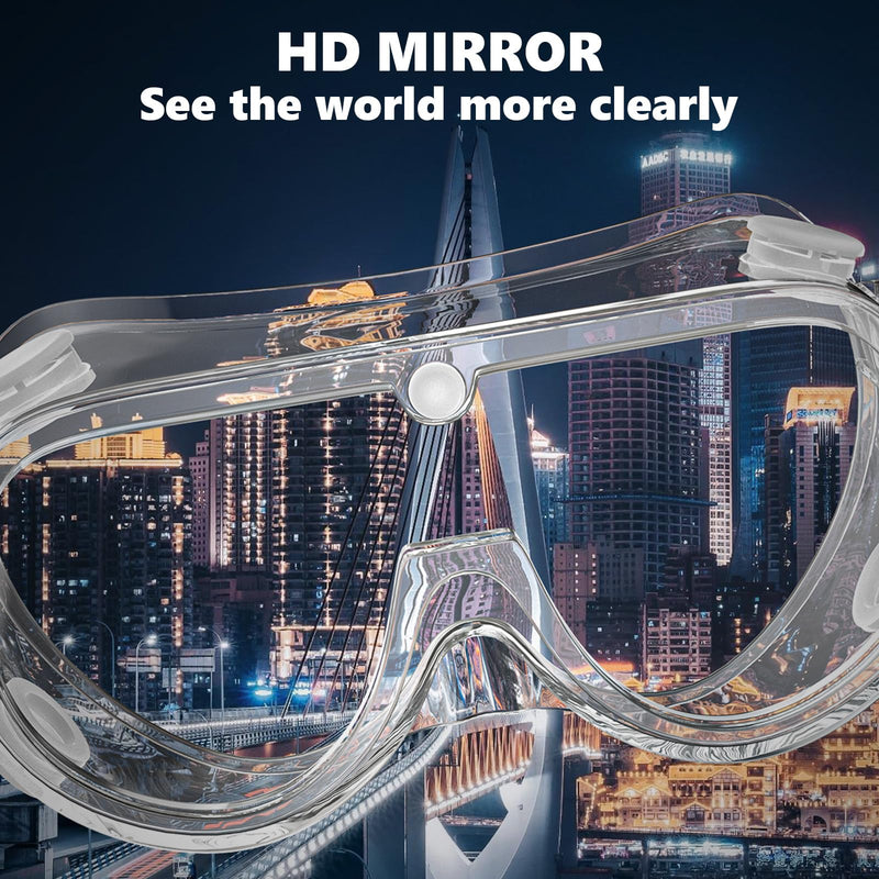 Anti-Fog Protective Safety Goggles Clear Lens Wide-Vision Adjustable Chemical Splash Eye Protection Soft Lightweight Eyewear Transparent