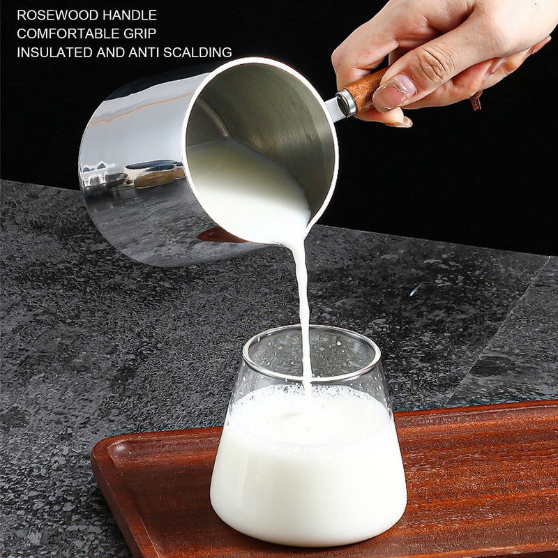 450ML Stainless Steel Warmer Turkish Coffee Pot Pan Pot for Heating Making Syrup Melting Cheese Caramel and Chocolate