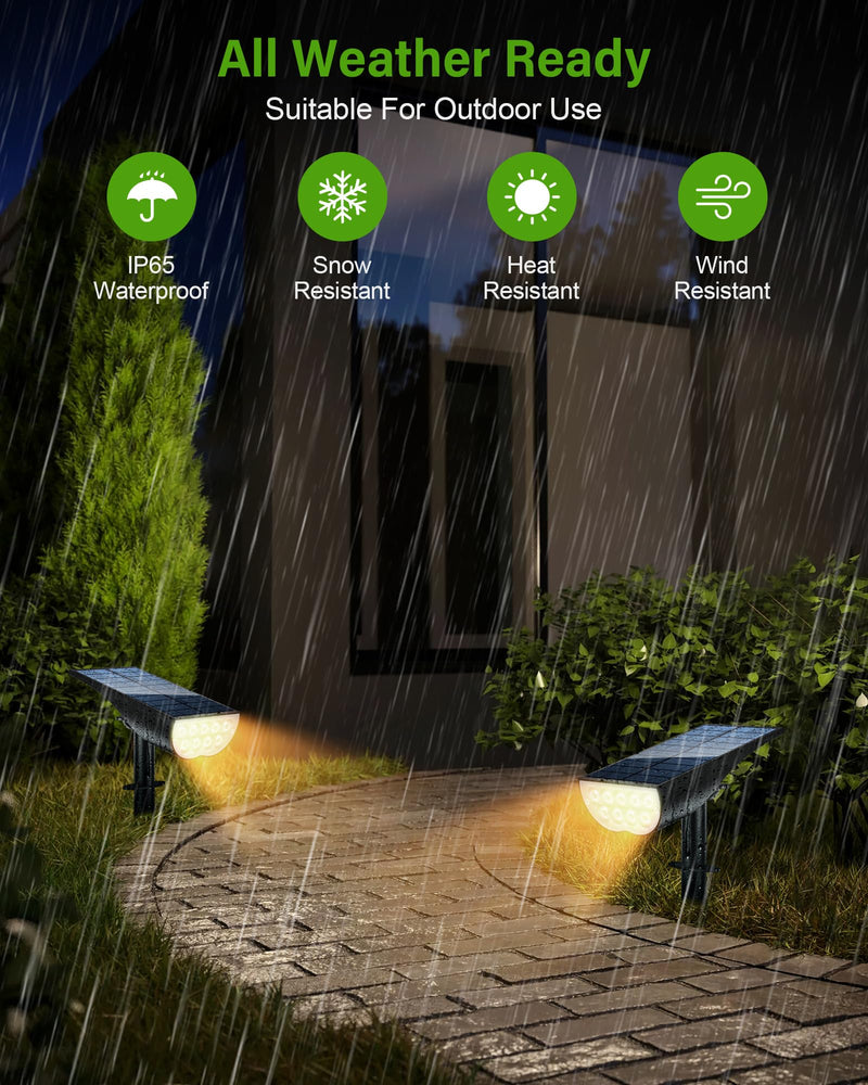 Solar Spot Lights Outdoor, Solar Lights Outdoor Waterproof IP65, 3 Brightness Modes Dusk to Dawn Landscape Spotlights for Yard Garden Pathway Tree Decoration, Warm White, 6 Pack