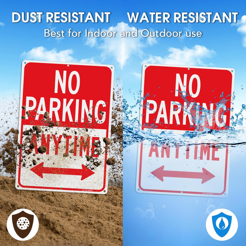 T&R No Parking Anytime Sign - 1 Pack - 14 x 10 Inches Rust Free .040 Aluminum Reflective - UV Protected, Waterproof, Weatherproof and Fade Resistant - 6 Pre-drilled Holes 14" x 10" - 1 pack