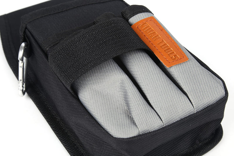 Small Tool Pouch with Belt Clip,Tool Belt Pouches,Electrician Tool Pouch.Mini Organizer Pocket Attachment for Tool Belt,5 Pockets and Heavy-Duty Metal Belt Clip Attachment.… 5 IN