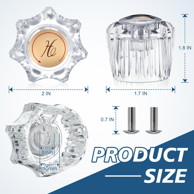 Enhon 1 Pair Bathroom Knobs Replacement, Bathtub Handles Compatible with Delta/Delex/Peerless, Hot and Cold Sink Knobs Replacement Parts in Clear Acrylic, Include Screws