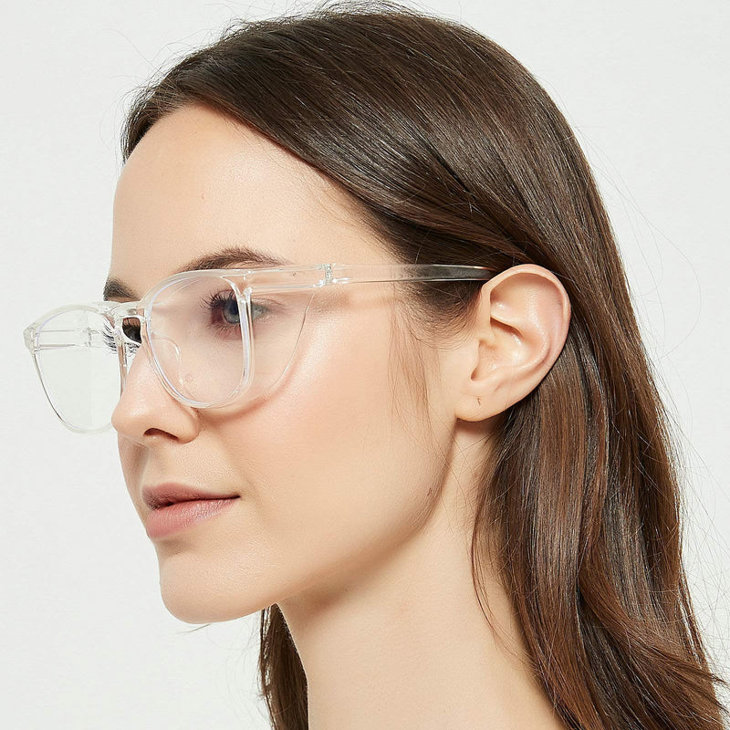 TOREGE Eye Protection Glasses,Fashionable Safety Glasses With Clear No Fog Lenses,Great Safety Goggles For Men&Women(Transparent White&Clear Lens) Transparent White&clear Lens