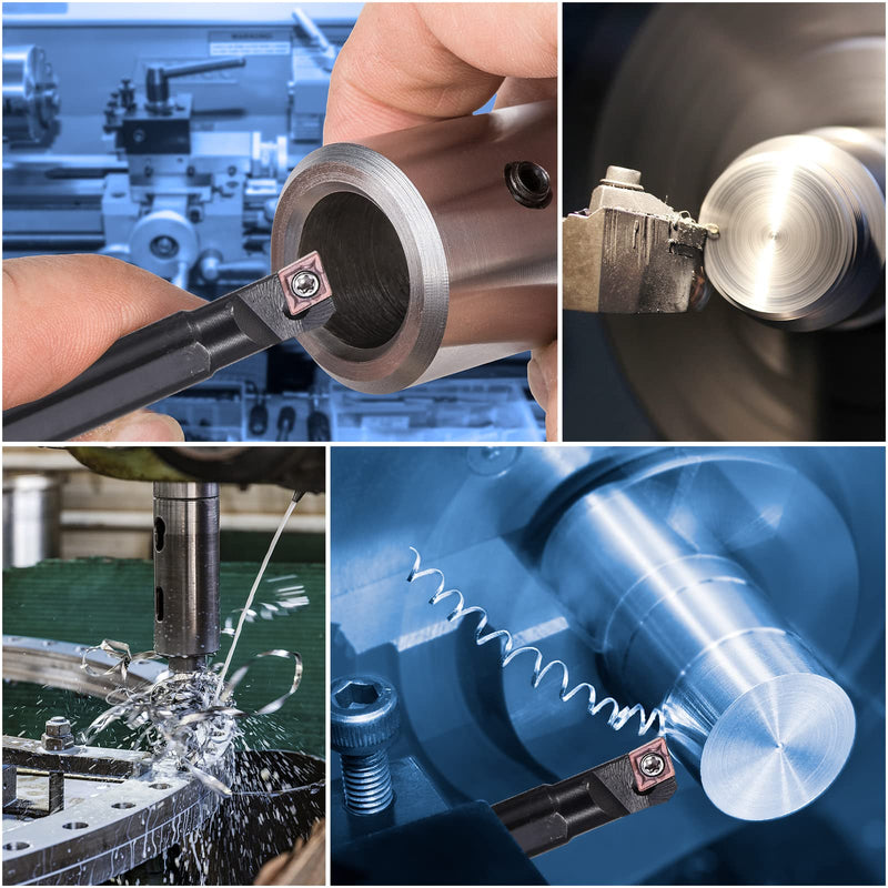 VerRich 13PCS Indexable Lathe Turning Tools Set,3 Pieces Boring Bar S07K-SCLCR06,S10K-SCLCR06,S12M-SCLCR06 Turning Tool Holder with 10pcs CCMT060204 Carbide Inserts 3PCS SCLCR06 Holders+10pcs Inserts